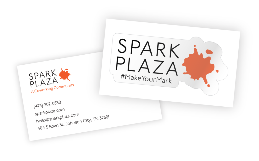 Spark Plaza Business Card and Sticker